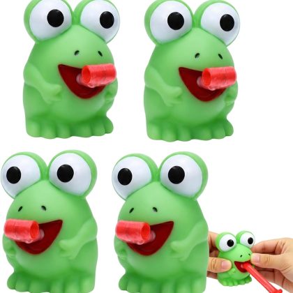 Plastic Frog Toy Set for Office Desk, Hand Exercise, and Activities (4-Pack)