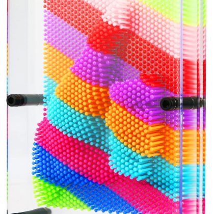 Large 6” x 8” 3D Pin Art Board – Rainbow Plastic, Unique Metal Pin Art Toy for Kids & Adults