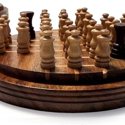 Wooden Peg Solitaire Board Game – 10cm Classic Travel Set, Strategy Game for One