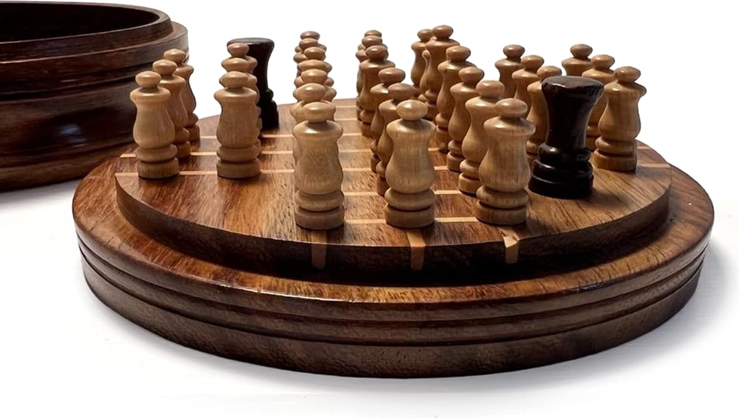 Wooden Peg Solitaire Board Game – 10cm Classic Travel Set, Strategy Game for One