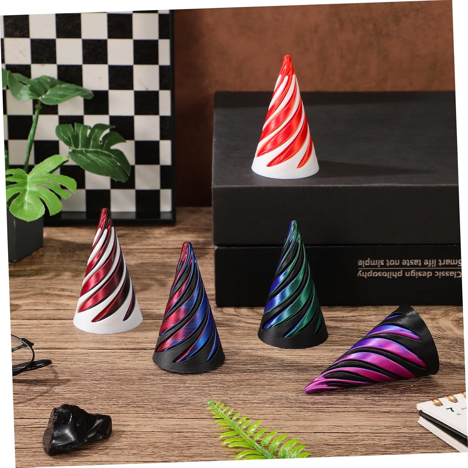5pcs Spiral Cone Fidget Toys Pack Impossible Pyramid Passthrough Toy with Smooth Rotation and Compact Design for Desktop Ornament and Desk Activities - Image 8