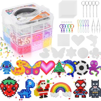 10000PC Melty Beads Set, 5MM Iron Melting Beads Craft Kit with 8 Pegboards, 5 Ironing Paper and Accessories, Arts and Crafts Set Toys Gifts for Kids