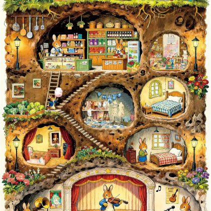 1000 Piece Jigsaw Puzzle - Bunny Burrow Town, Stress Relief and Relaxation for Adults