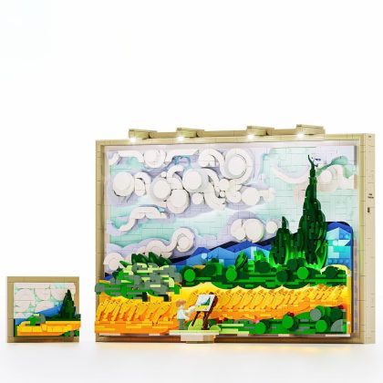 Wheat Field With Cypresses Building Blocks With Light, 2632 Pieces, 3D Wall Art or Desk Decor