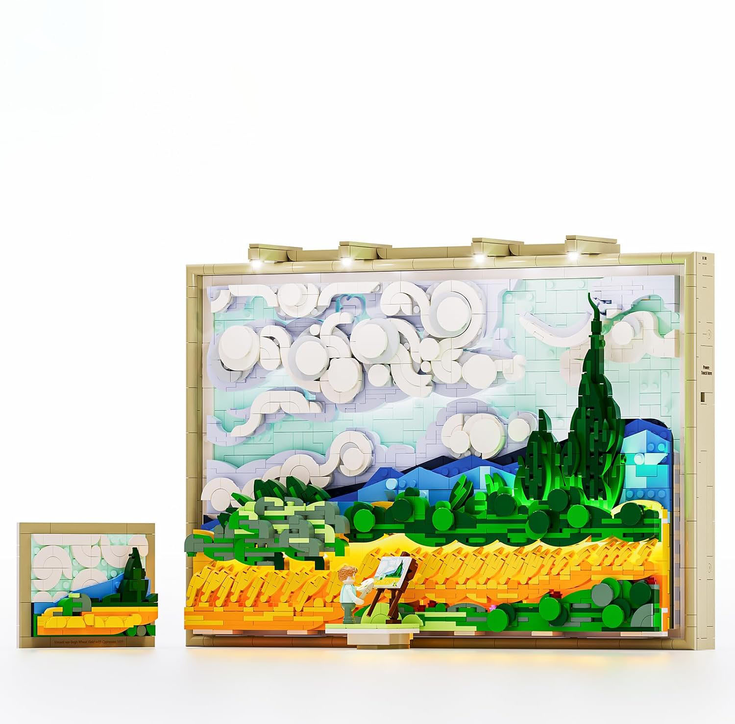 Wheat Field With Cypresses Building Blocks With Light, 2632 Pieces, 3D Wall Art or Desk Decor